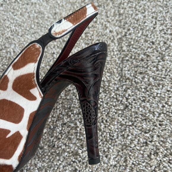 Donald J. Pliner Vintage Y2K Giraffe Print Calf Hair Platform Heels Size 6 - Picture 3 of 12